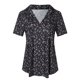 thumbnail image 5 of Gibobby Camiseta Powerblend con Cuello en V Tops verano para mujer, camisa manga corta con tinte corbata, camiseta con cuello en V, camisa suelta informal(Morado,M), 5 of 5