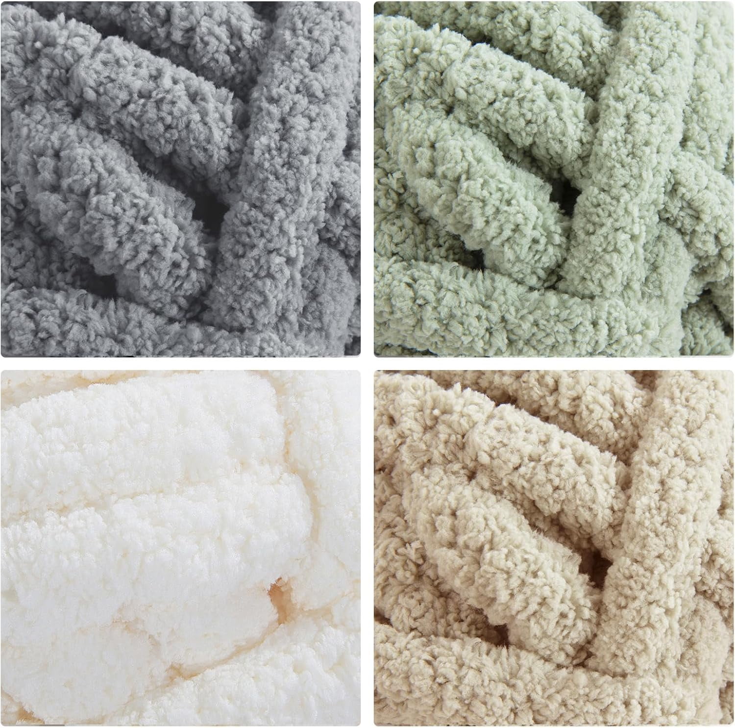 Assorted Chunky Yarn for Crocheting 8 Pack, Fluffy Jumbo Chenille Yarn, Soft Plush Yarn Bulky, Giant Thick Fuzzy Yarn for Hand or Arm Knitting (27 yds,8 oz Each Skein)
