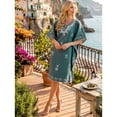 thumbnail image 3 of HAPPY BAY Women's Summer Solid Casual Relaxed Caftan Mini Cover Up Evening Dresses for Women Plus Size 2X-3X Grey, Floral, 3 of 5