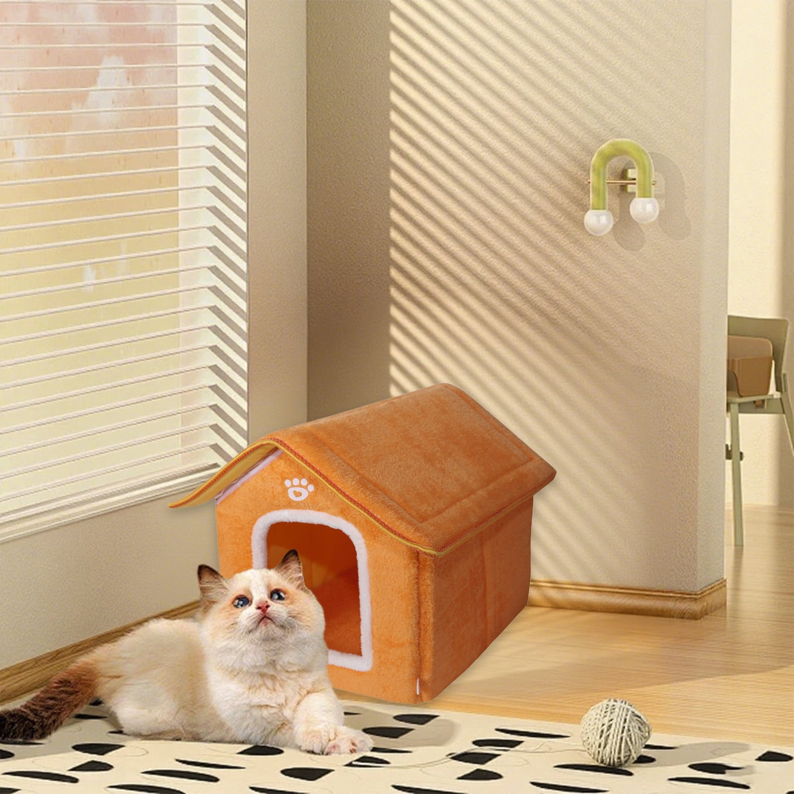 Vggrvlo Cat Bed for Indoor Cats Brown Large Cat Bed Cave Soft Kitten beds for Multi Small Pet 12"x13"