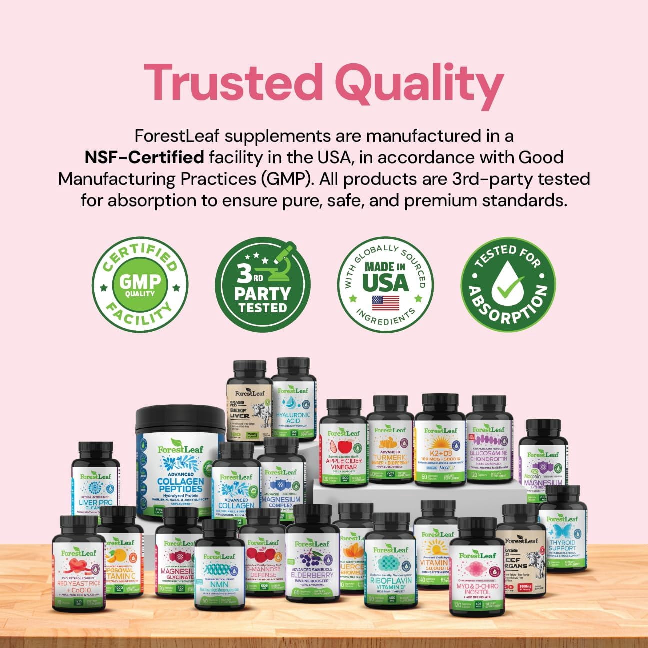 Forest Leaf Myo-Inositol & D-Chiro Inositol Supplement for Women Fertility Support 2000mg, 120 Vegetable Capsules