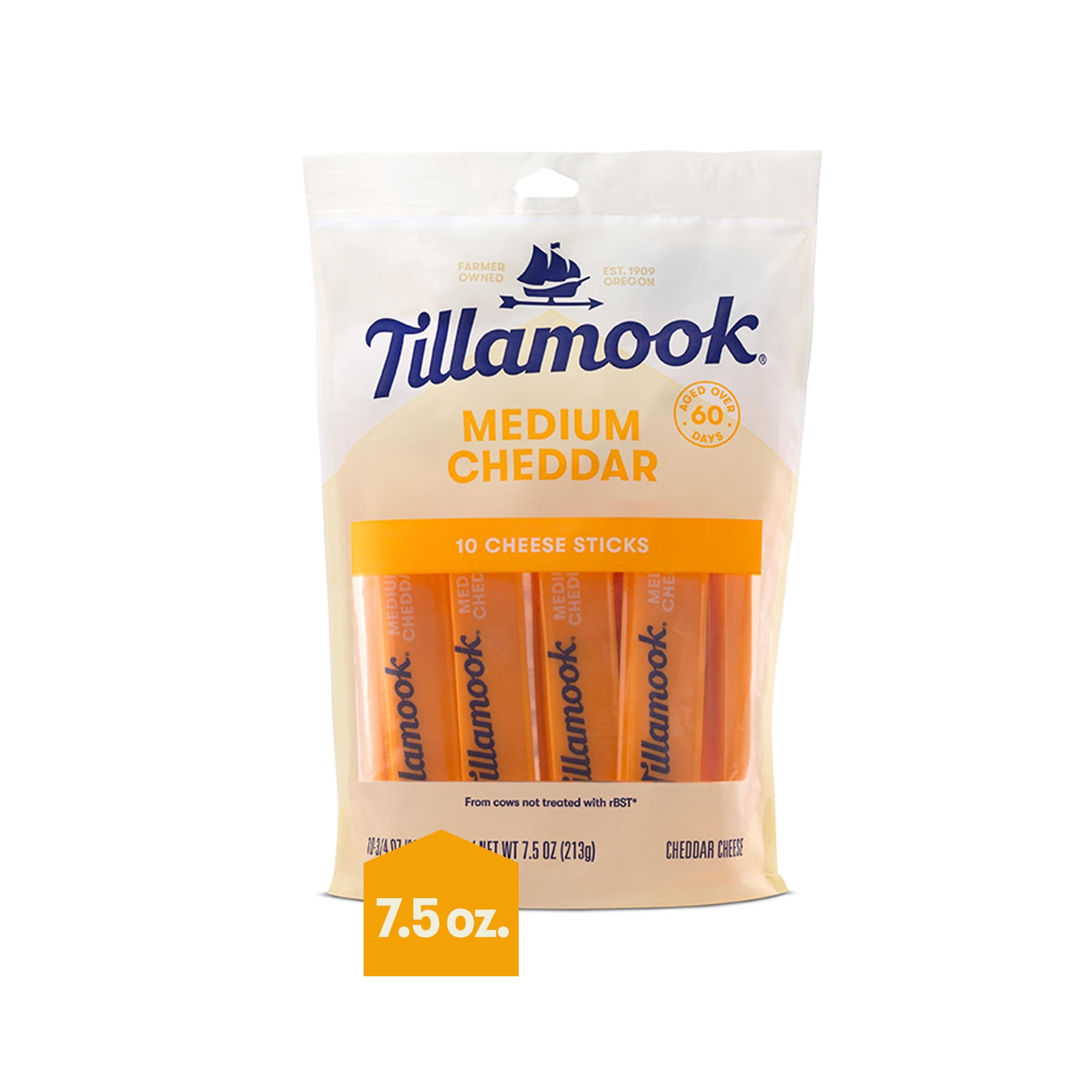 Tillamook Sticks Medium Cheddar Cheese, 7.5 Oz, 10 Ct