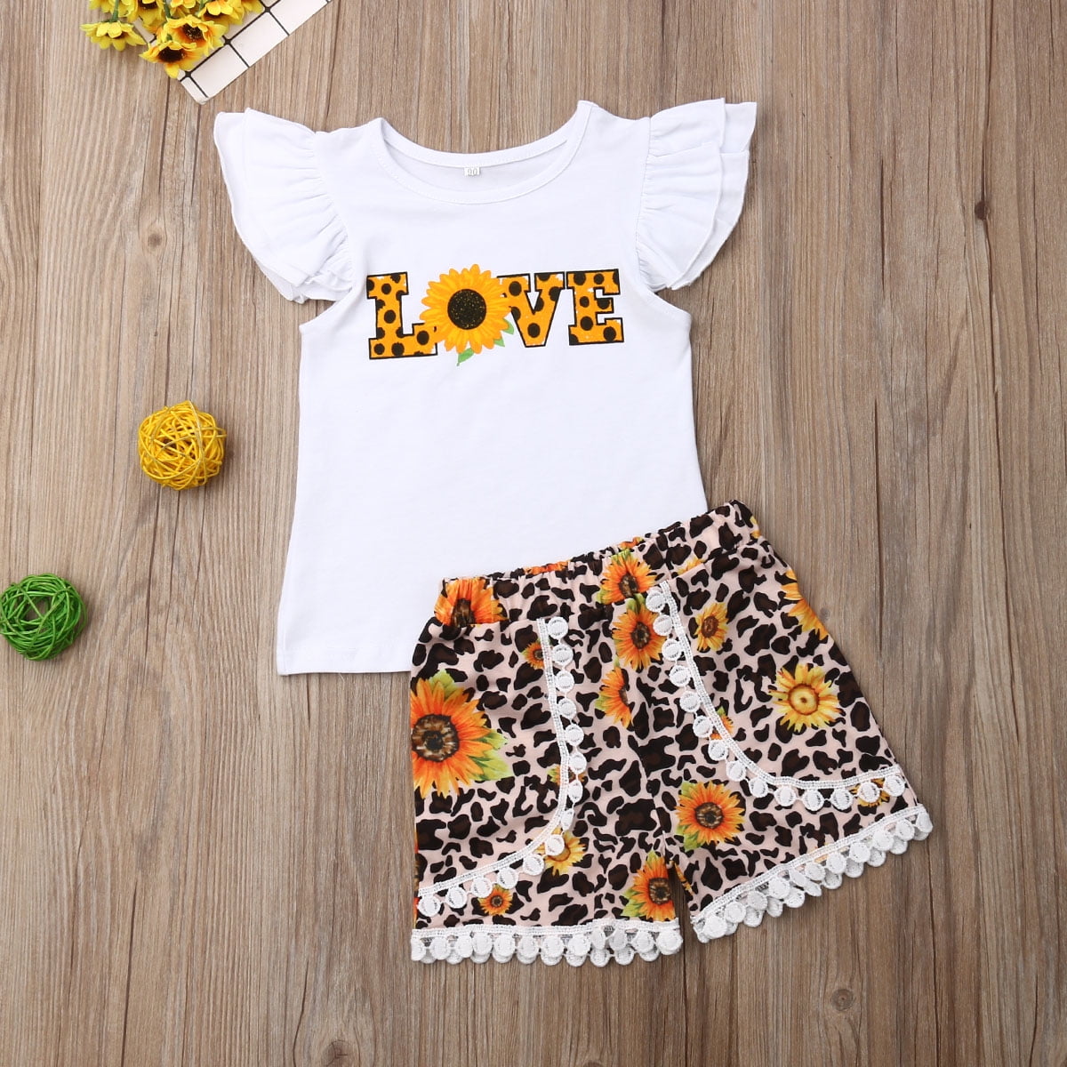 2Pcs Newborn Baby Girl Clothes Sleeveless Floral T Shirt Tops Shorts Outfits Set 