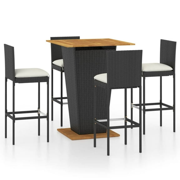 vidaXL Patio Bar Set Seating 3/5/9 Piece Black/Gray 23.6"/31.5" Table Length