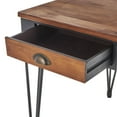 thumbnail image 4 of DecMode 51" x 29" Black Metal Double Sided Desk with Brown Wooden Tabletop and Drawers, 1-Piece, 4 of 12