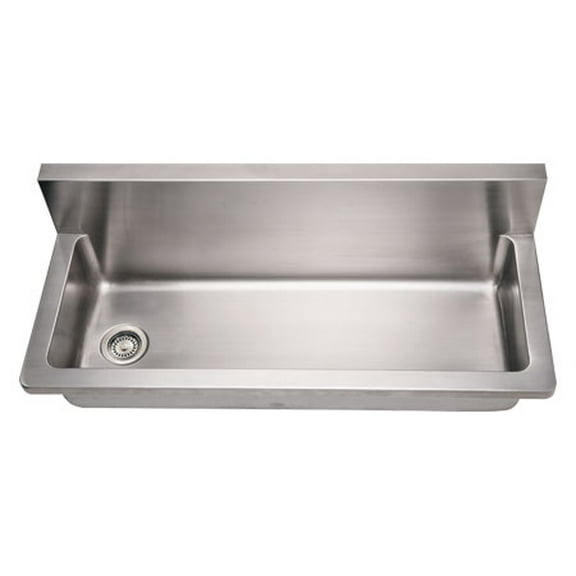 Noah's Collection Wall Mount Brushed Stainless Steel 44 in. 0-Hole Single Bowl Kitchen Sink