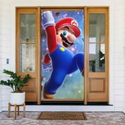 Mario Galaxy Door Cover Decorated Banner Tapestry Home Decoration Holiday Party Supplies Door Banner Porch Sign Banner 72.8 x 35.4 Inch