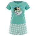 thumbnail image 1 of Pijama The Powerpuff Girls para Dama Set Playera Manga Corta con Short Verde Talla M 2 Piezas, 1 of 4