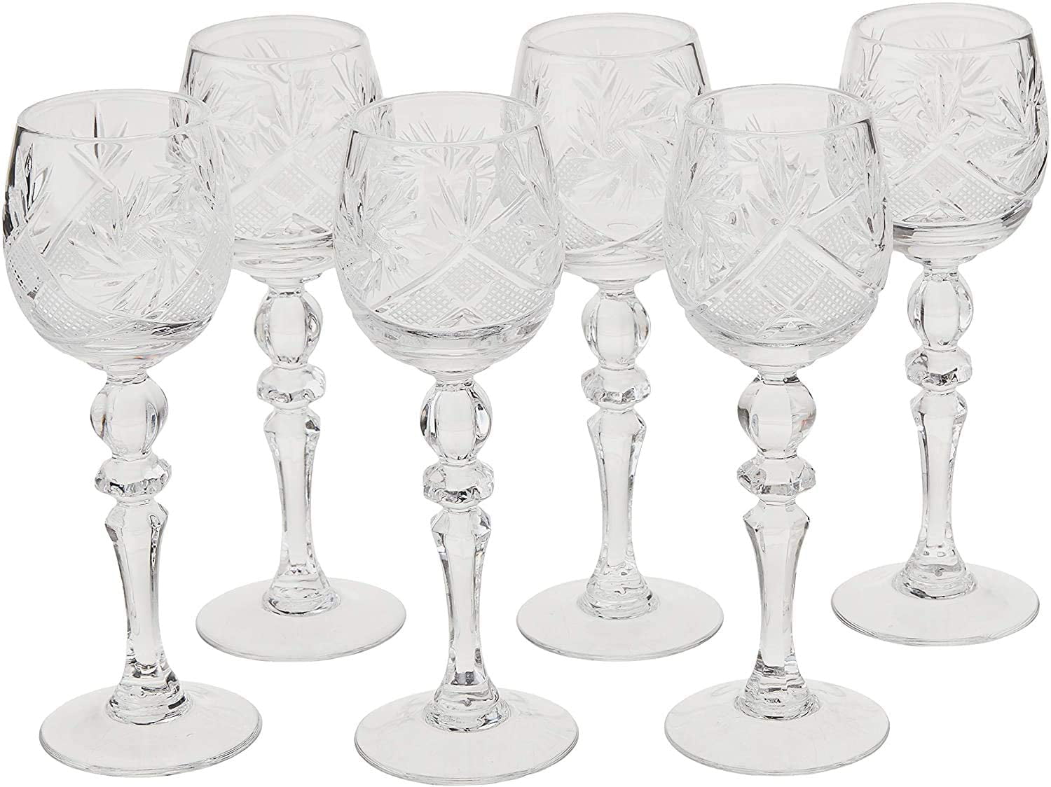 GB5290 Set of 6 Neman Glassworks 10-Oz Hand Made Russian Crystal Glasses 