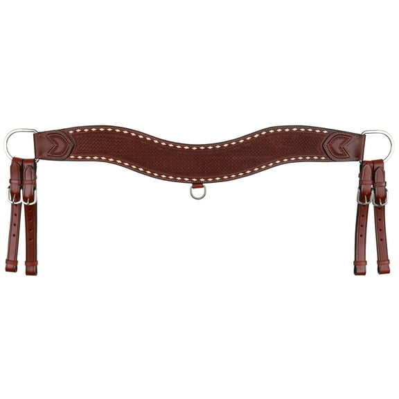 Showman Basketweave Tooled Leather Tripping Collar w/ White Buckstitch