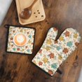 thumbnail image 5 of Autumn Fall Leaves Pattern Kitchen Oven Mitt and Pot Holder Sets 2 Pcs for Baking, Cooking and Grilling, Heat Resistant Up To 392 °F, 5 of 7