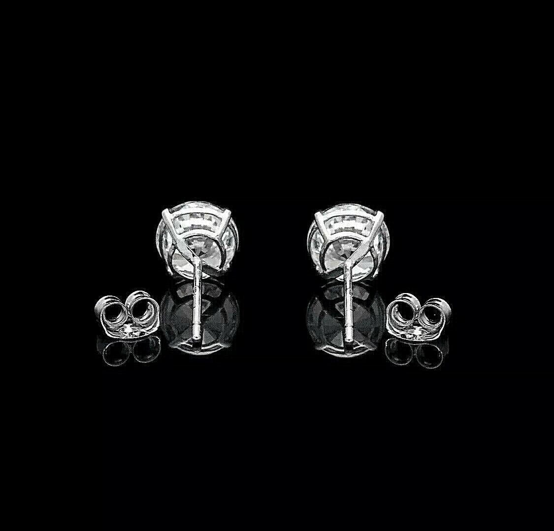 1.50Ct Round Cut Lab Created Diamond Stud Earrings 14K White Gold Plated Sterling Silver Push Back