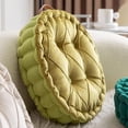 thumbnail image 2 of Nvzi Cojines para silla con diseño de diamantes y asa, de terciopelo suave y cómodo, para sillas de comedor, sillas de oficina y suelos de madera (verde amarillento, diámetro de 16"), 2 of 4