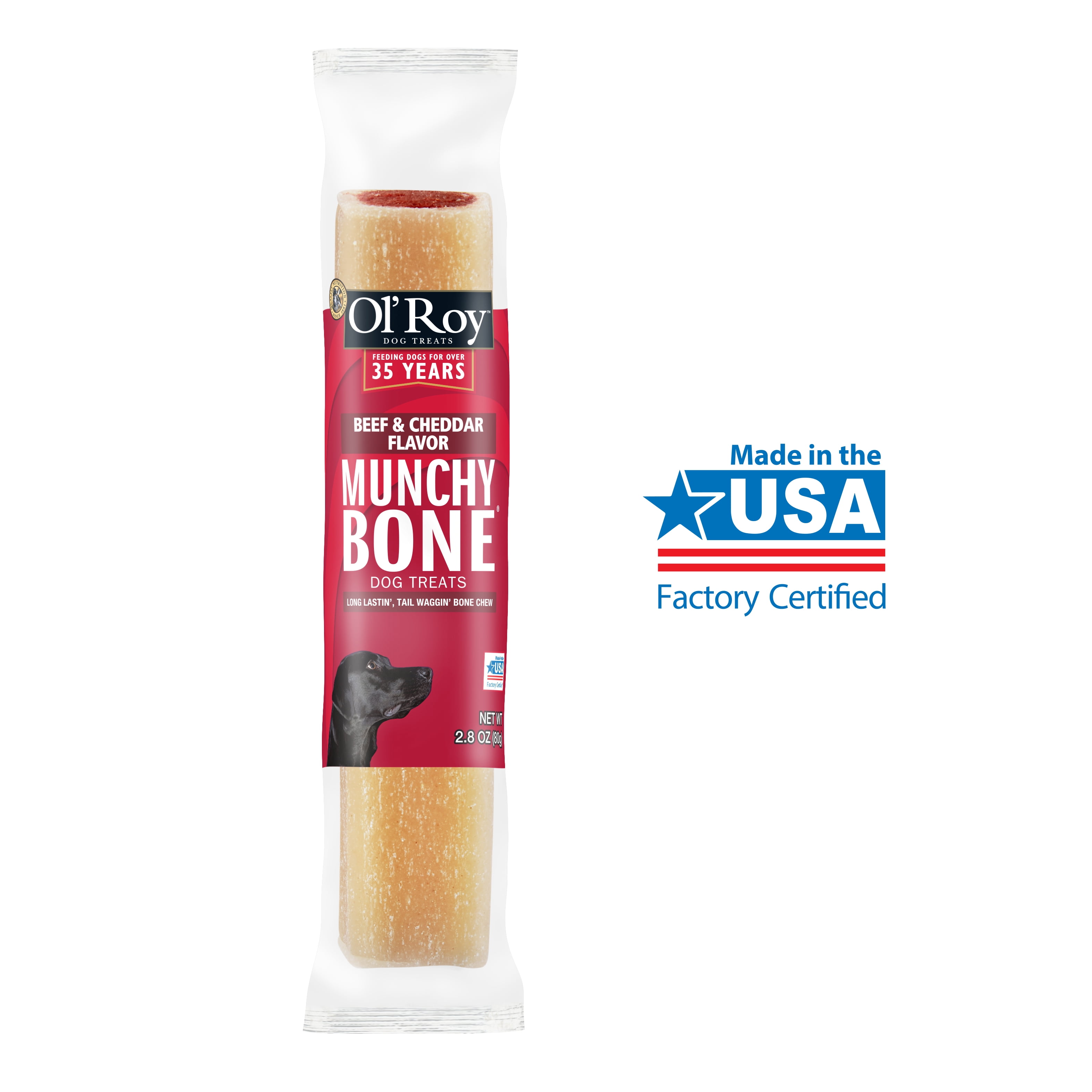 Ol' Roy Munchy Bones Dog Treats, Beef & Cheddar, 2.8 oz, 1 Count