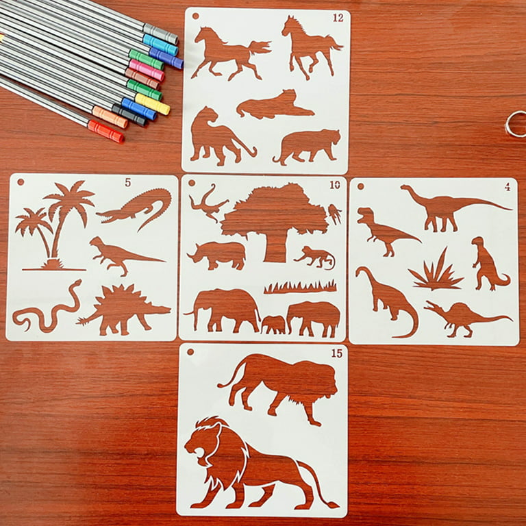 16 Pcs Animal DIY Painting Template Stencil Set Wildlife Theme Painting  Stencils