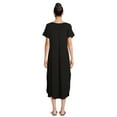 thumbnail image 3 of Time and Tru Women's V-Neck Knit Maxi Dress with Short Sleeves, Sizes XS-XXXL, 3 of 5
