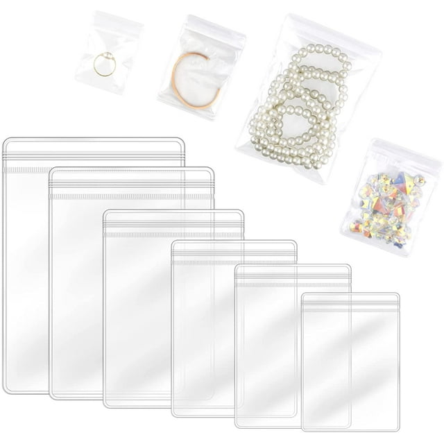 ZHAOCHENG 120 Piezas Bolsas de Joyería de Plástico Transparente, Bolsas de Plástico Impermeables con Cremallera Bolsa de Almacenamiento Antioxidante Bolsas con Cremallera para Joyería Collares Pendien