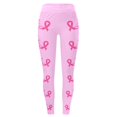 thumbnail image 3 of Breast Cancer Awareness Leggings For Women Pink Ribbon Print High Waist 4-Way Stretch Workout Pants for Running Casual, 3 of 5