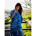 thumbnail image 2 of Women's Chiffon Leopard Turkish Kaftan Pockets Swimwear Bikini Cover Up Maxi Dress, Tiedye Blue, One Size, 2 of 3