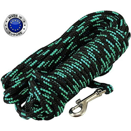 Dogs My Love Braided Nylon Rope Dog Leash Black/Green 15Ft Long 1/4