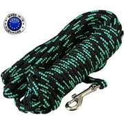 Dogs My Love Braided Nylon Rope Dog Leash Black/Green 15Ft Long 1/4"(6mm) Diam. Train. Lead Small
