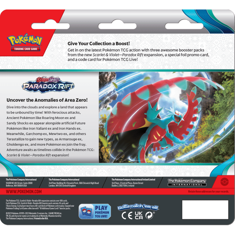 Pokemon TCG: SV4 Paradox Rift 3PK Blister - Cetitan, 3 Booster Packs -  Walmart.com