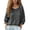 C-Grey251, variant on Button Up Shirts Women Crew Neck T Shirt Casual Solid Color 3/4 Sleeve Linen Basic Top Summer Beach Vacation Clothes Versatile Tops