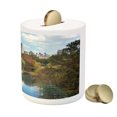thumbnail image 3 of New York Piggy Bank, Central Park in Autumn with Lake Trees and Manhattan USA American Nature Image, Ceramic Coin Bank Money Box for Cash Saving, 3.6" X 3.2", Multicolor, by Ambesonne, 3 of 4