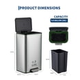 thumbnail image 2 of 3.4/4/4.8 Gallon Trash Can,Rectangular Stainless Steel Waste Bin with Quiet Foot Pedal, Soft-Close Lid & Removable Bucket, Trash Bin Garbage Can for Office, Small Kitchen, Home, 2 of 8