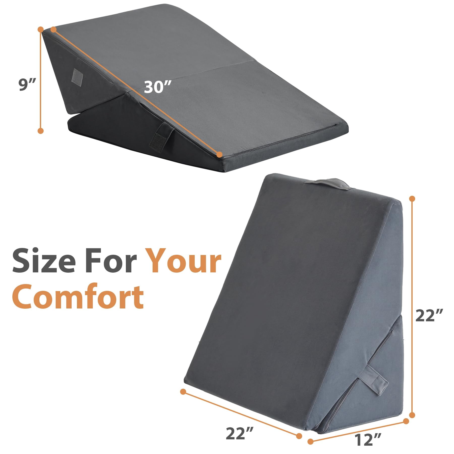 Wedge Pillow  Adjustable For Sleeping 9&12" Bed Set After Triangle Memory Foam Wedges Headboard Acid Reflux Grey