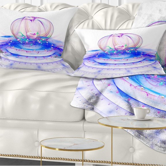 Designart Spectacular Blue 3D Surreal Art - Floral Throw Pillow - 12x20