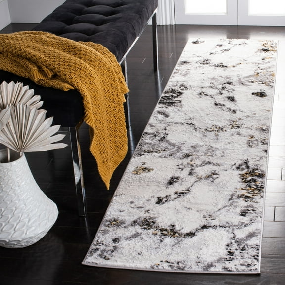 SAFAVIEH Amelia Ashley Abstract Runner Rug, Gray/Gold, 2' x 12'