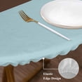thumbnail image 3 of Blue Brown Morocco Round Tablecloth, Fitted Table Cover with Elastic for 36"-44" Round Tables, Geometric Stripes Aqua Stitching Table Cloth Outdoor Indoor Dinning Party Waterproof Tablecloths, 3 of 7