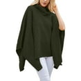 thumbnail image 1 of Qetyuw Womens Plus Size Turtleneck Sweater Oversized Batwing Sleeve Asymmetric Knit Poncho Pullover Sweaters, 1 of 8