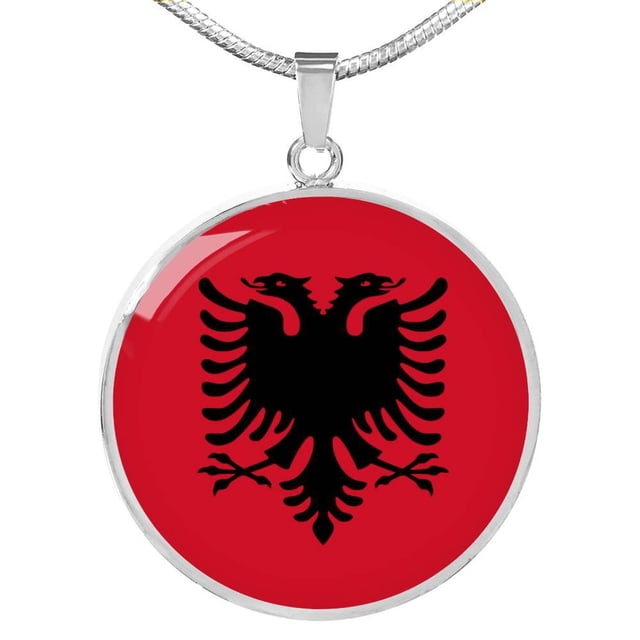 Collier Drapeau Albanie en Acier Inoxydable Ou or 18 Carats 18-22"