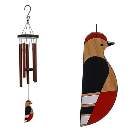 

36 Inch Wooden Bird Head Ash Wood Music Wind Chime Outdoor Garden Pendant