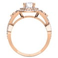 thumbnail image 4 of 1.30 Carat (ctw) 14K Rose Gold Round Cut Moissanite & White Diamond Ladies Swirl Bridal Halo Engagement Ring, 4 of 4
