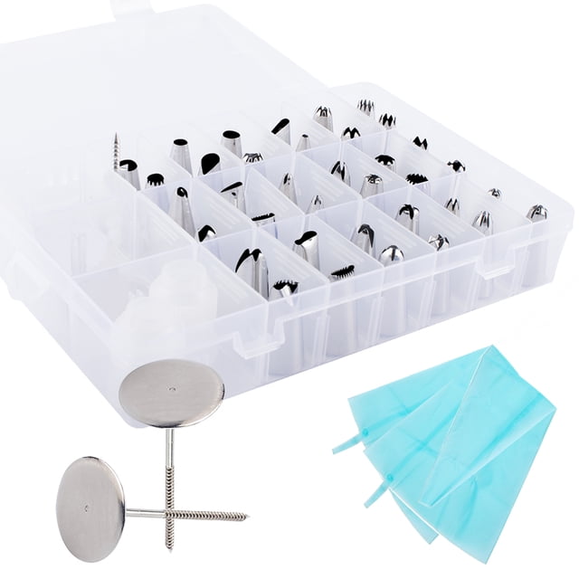 Kit de 42 Piezas de Suministros para Decoración de Pasteles, 36 Puntas de Glaseado, 2 Mangas de Pastelería de Silicona, 2 Clavos de Flores, 2 Acopladores de Plástico Reutilizables Suministros para