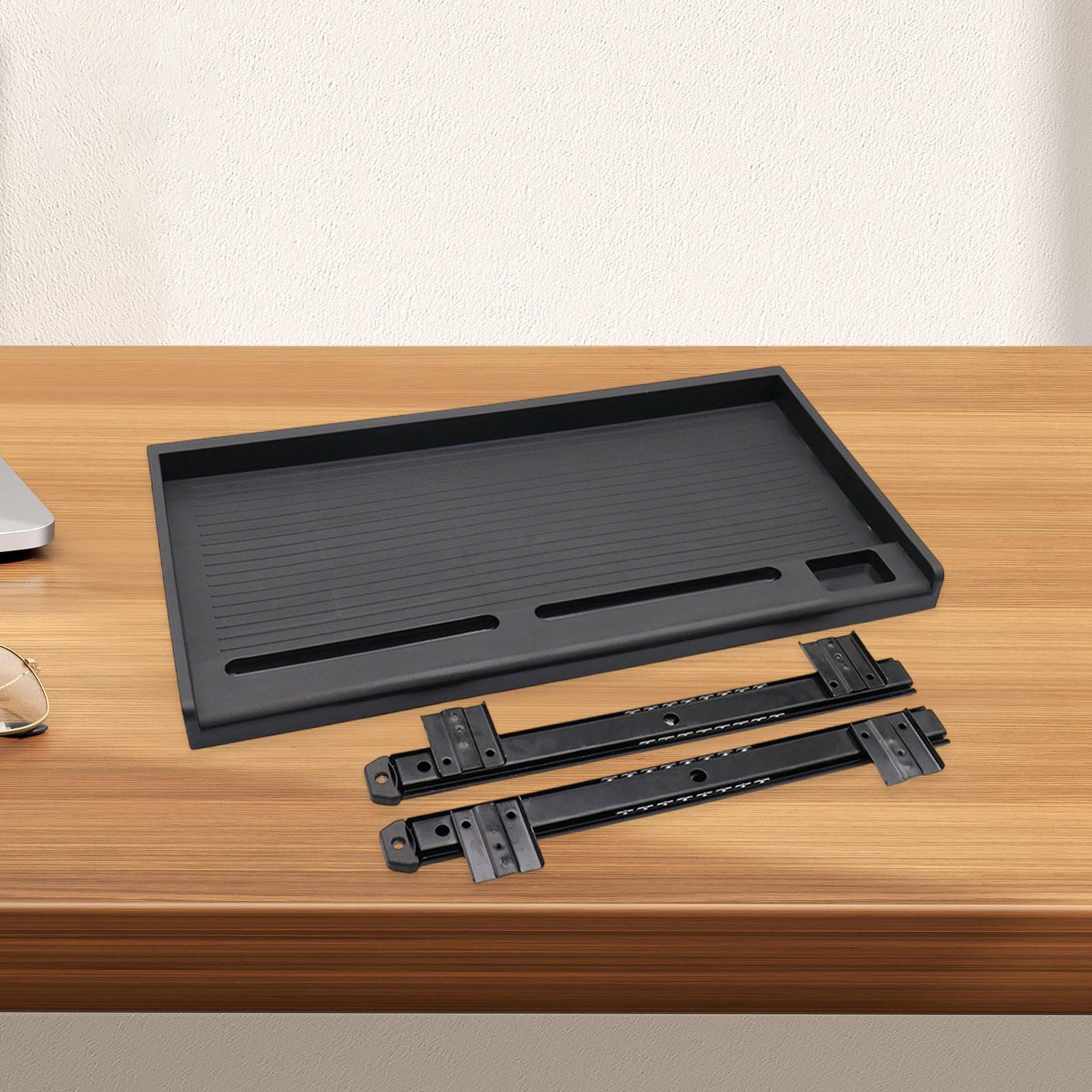 figatia under Desk PC Keyboard Drawer Tray Desktop Extender Replacement Saving Space Push and Pull Smooth 51.5x27cm Keyboard Organizer Black 35mm W Rail