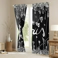 thumbnail image 3 of Manfei Paris Eiffel Tower Black Out Curtains, Black Diamond Sequin Print Curtains Pack of 2 (42x63 Each), Romantic Princess Style Bedroom Curtains, Living Room Curtains Decor, 3 of 6