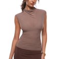 thumbnail image 1 of Remera INLYRIC Cosnufy marrón púrpura transparente sin mangas talle grande, 1 of 8