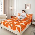 thumbnail image 3 of Castle Fairy Minimalist Curved Bed Sheets 4-Piece,Geometric Quarter Arc Full Size Sheets,Orange Offwhite,1 Flat Sheet, 1 Fitted Sheet and 2 Pillowcases, 3 of 7