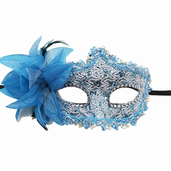 Masquerade Mask for Women Blue Lace Masquerade Mask 6 X 4.5 Inch Venetian Masquerade Mask with Crystal Rhinestones for Masquerade Party Halloween Party Mardi Gras Events 1 Pack
