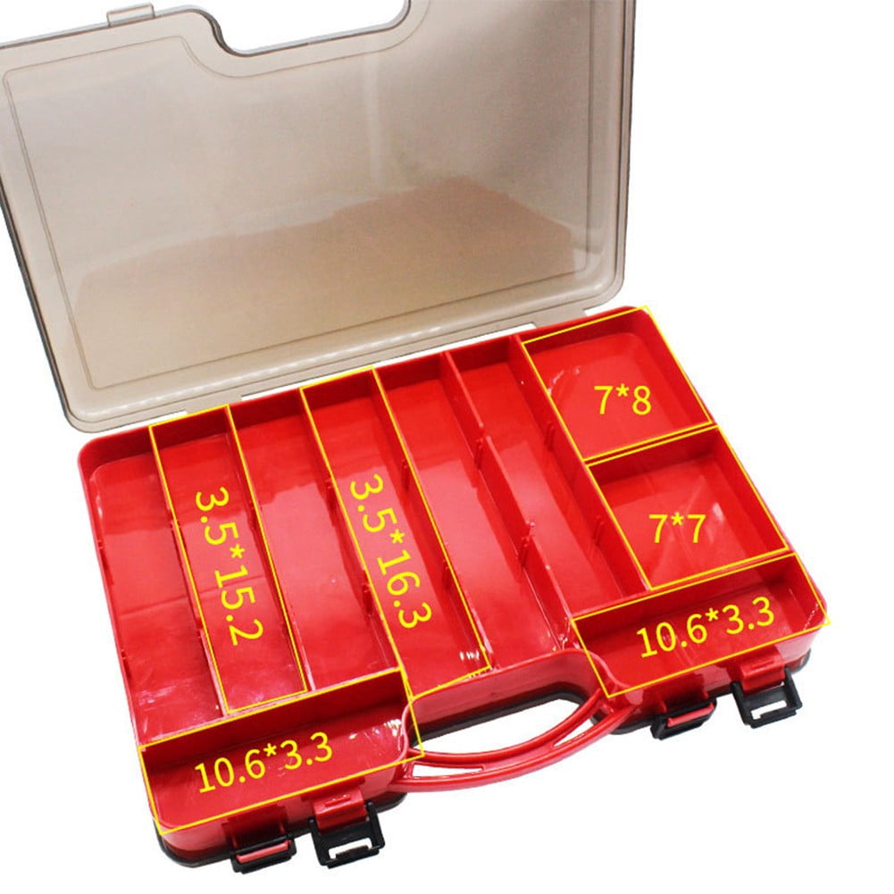 Double-Sided Portable Lure Box Activity Compartment Fishing Bait Tackle Storage Red Smile Home