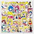 thumbnail image 2 of 50 Anime Sailor moon Decals Popular Classic Anime Stickers Cartoon Waterproof Vinyl Decals for Water Bottle Laptop Guitar Car Luggage Skateboard Manga Gifts for Teens, 2 of 5