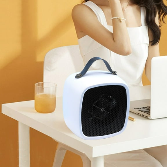 Portable Space Heater, Mini Indoor Heater with Tip-Over & Overheat Protection, Ceramic Fast Heating, Quiet Lightless, Portable with Carry Handle for Home Office Desk