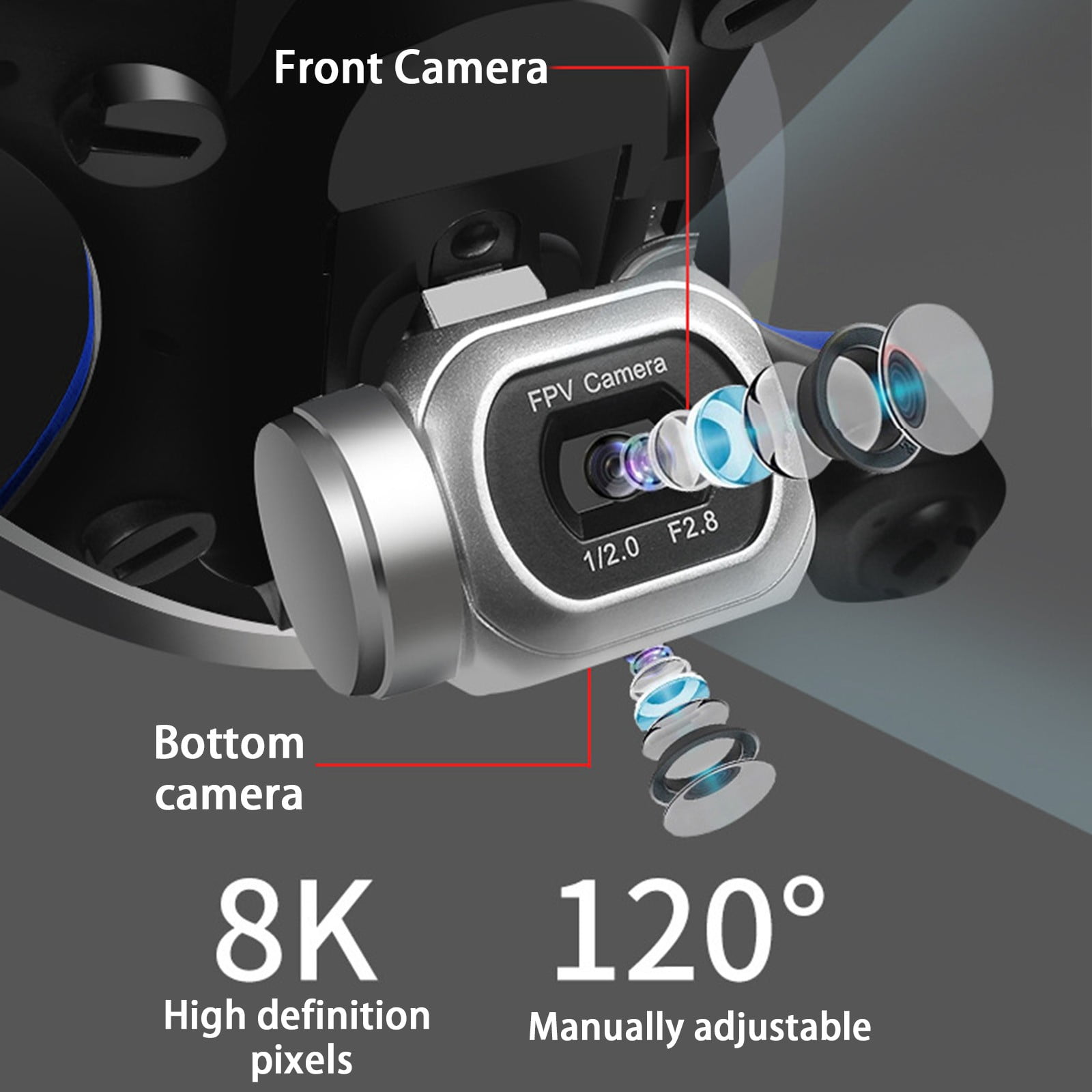 Drone with 8k High-Definition Dual Camera, 360°Stunt Roll, One Click Takeoff And Landing, Remote Control Toys Gifts for Boys And Girls