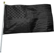 WowKing 100% Made In USA Black American Flag 3x5 ft: Heavy Duty US Flag Made from 300D Polyester - Embroidered Stars - Sewn Stripes - UV Protection Perfect for Outdoors! (Not Include Pole)
