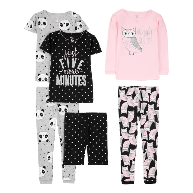 Set de pijama Simple Joys de Carter's Girls, 6 piezas, 2T