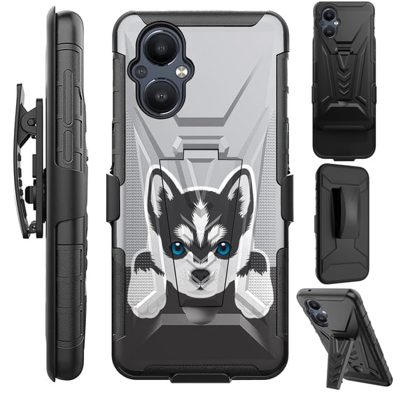Compatible with OnePlus Nord N20 5G Hybrid Luxguard Holster Phone Case Cover (Cute Dog Siberian Husky)
